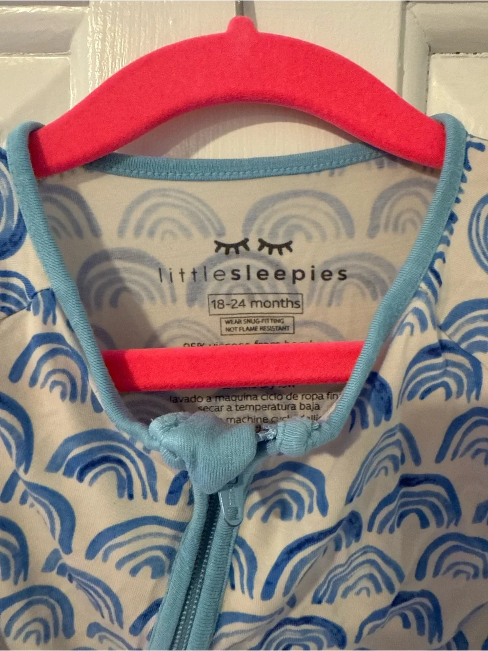 Little Sleepies Zippy pajamas - blue rainbows